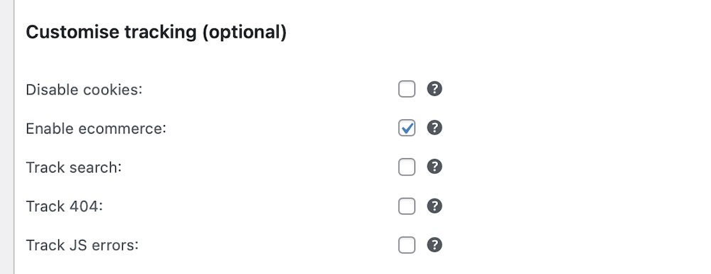 Customize tracking in Matomo. 