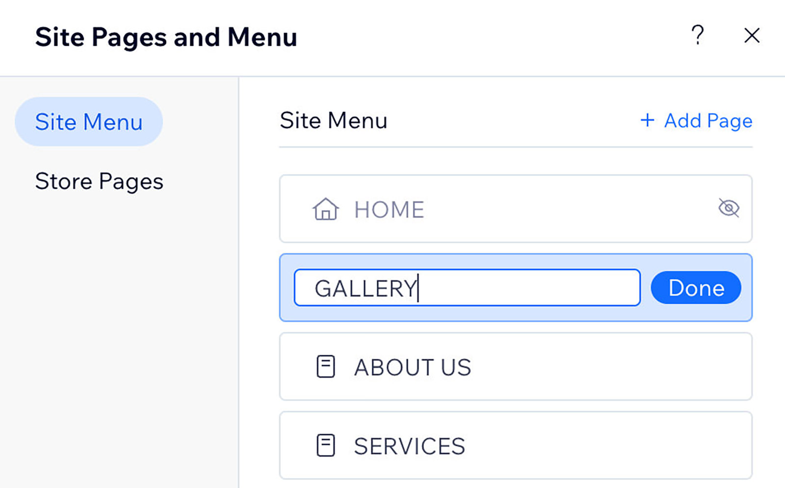 Naming the page 'Gallery'