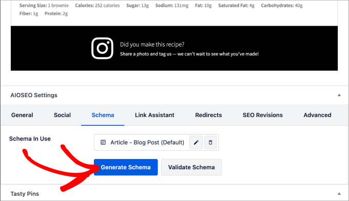 generate schema for recipe card