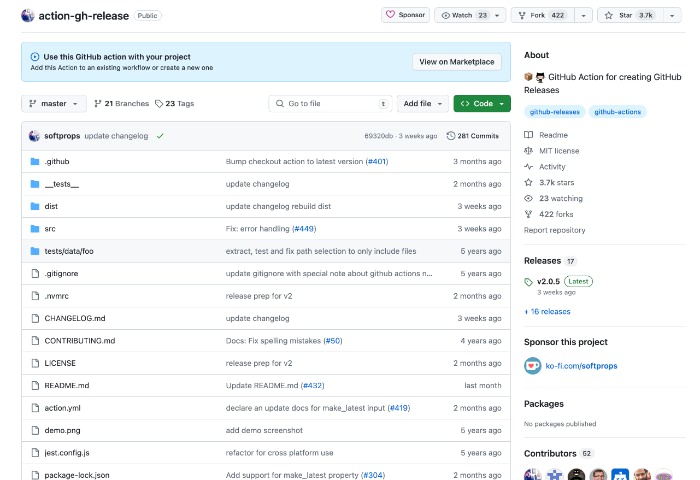 GitHub Action for releases