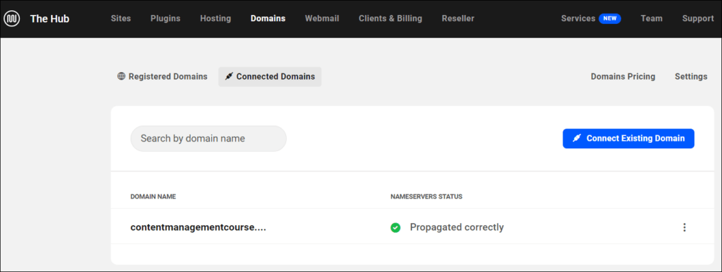 The Hub - Domains - Registered domains.