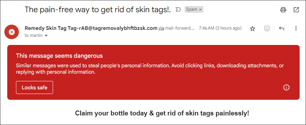 Example of SPAM email