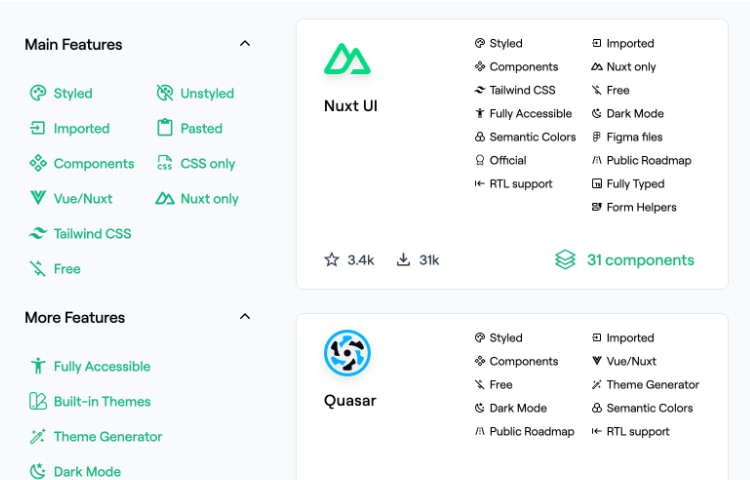 UI library comparison tool