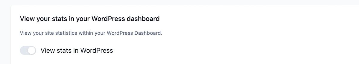 Toggle on the ability to view stats in WordPress.