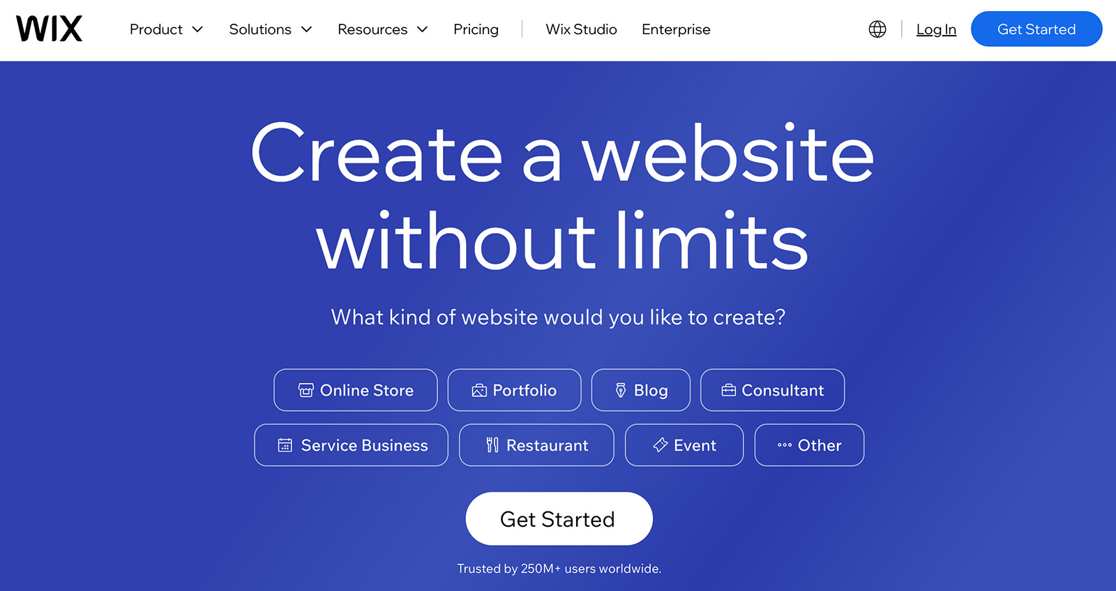 Wix website setup screen