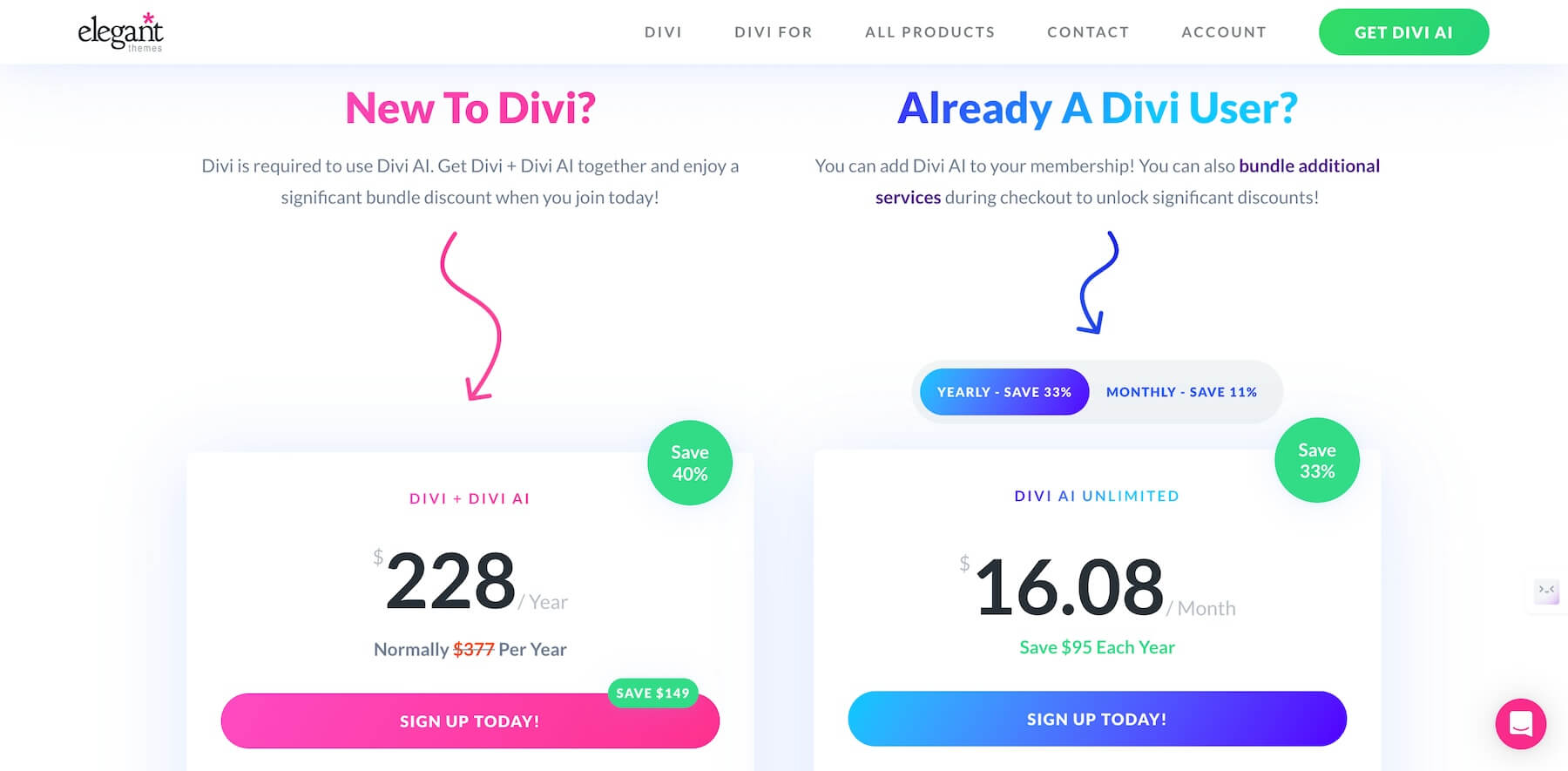 Divi AI pricing options