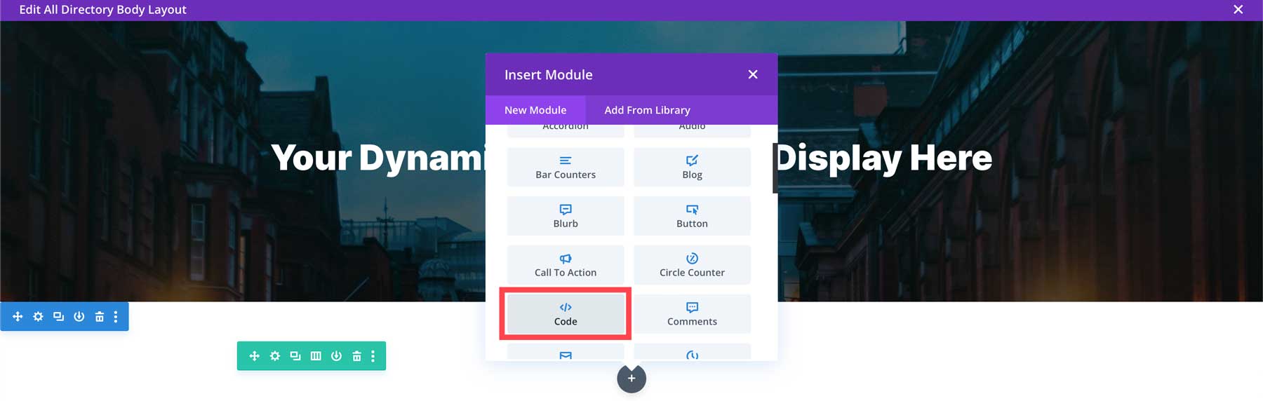 add Divi Code Module