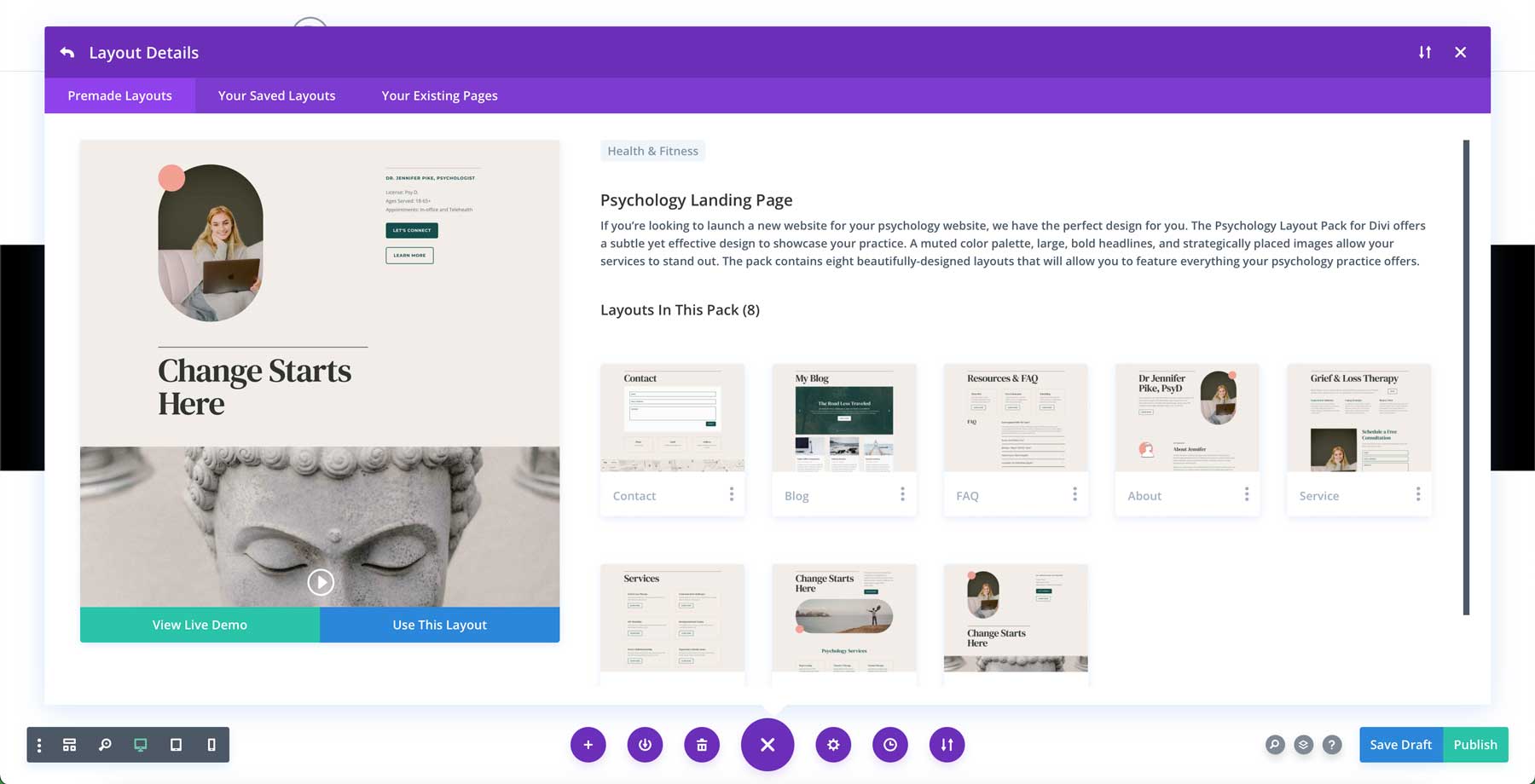 Psychology layout pack for Divi