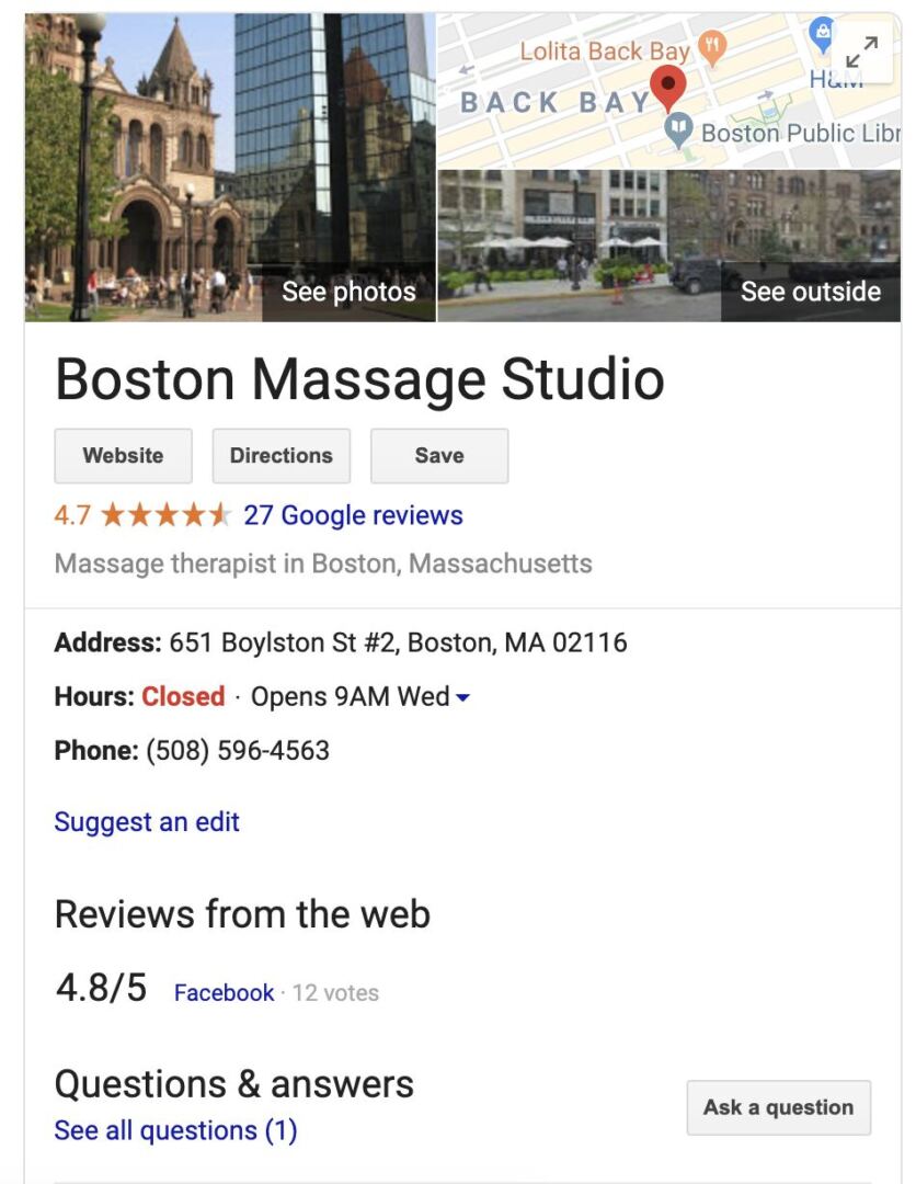 Google my business search engine results page