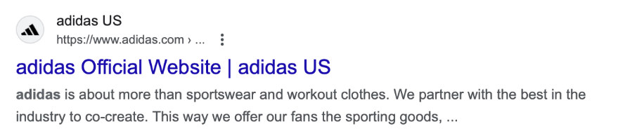 Screenshot showing Adidas' favicon