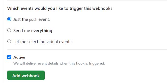 Click add webhook button