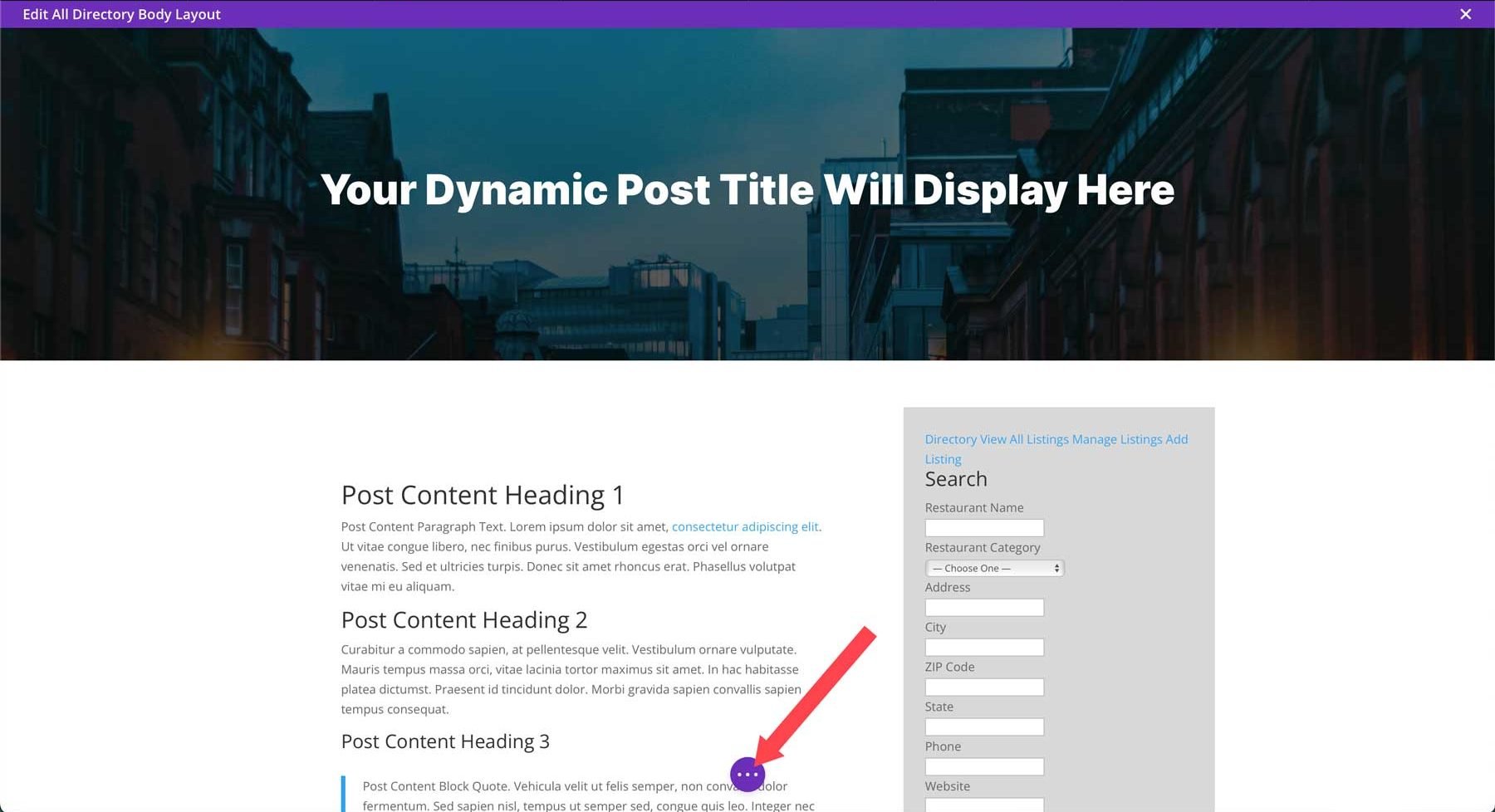 Divi Template settings