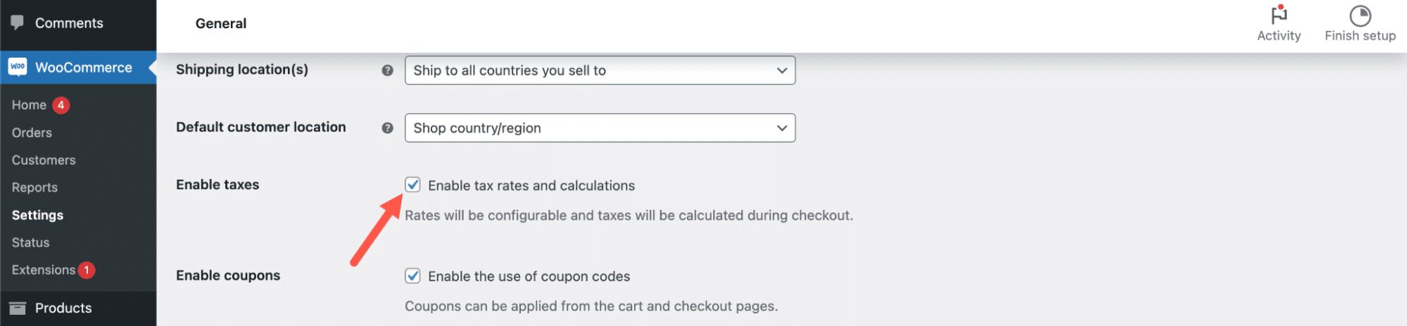 Enable tax rates and calcluations in WooCommerce