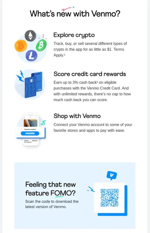 Venmo’s re-engagement strategy revolves around FOMO. 