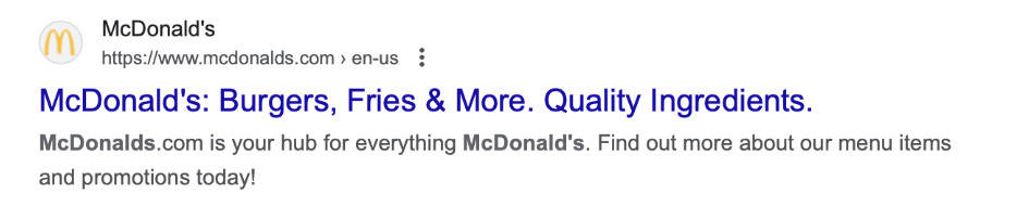 Screenshot showing McDonald's favicon