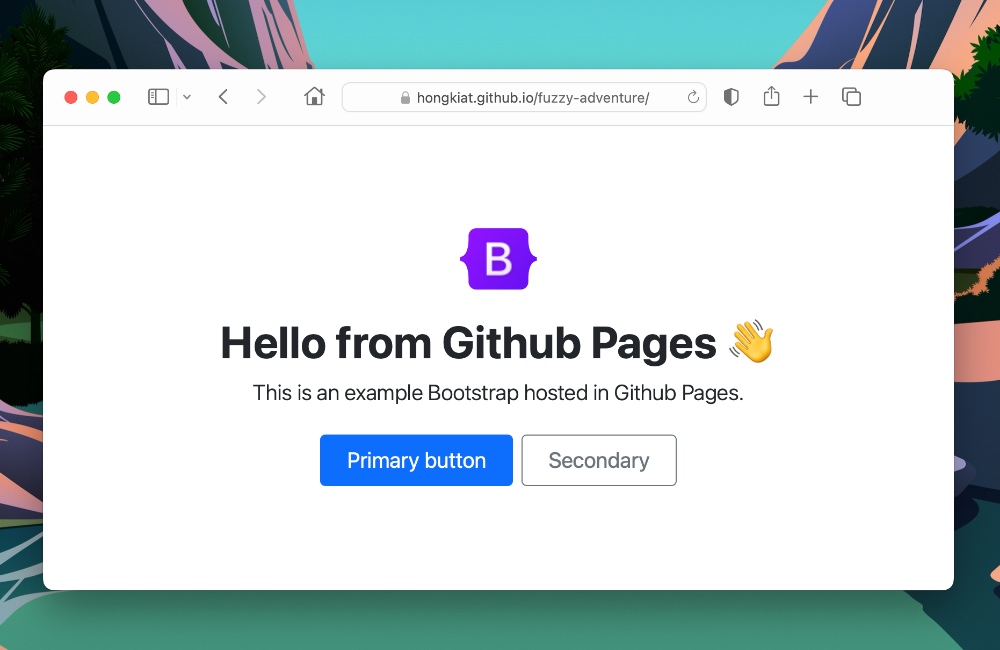 Preview of the Github Pages site