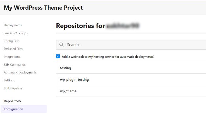 Select GitHub project