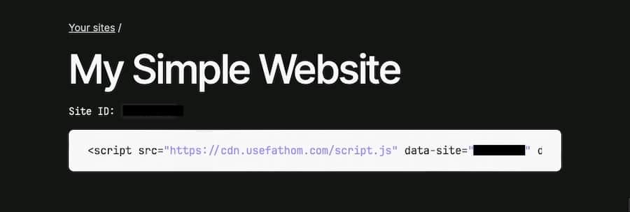 Grab your Site ID in your Fathom account.