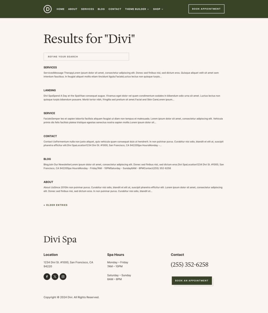 Spa theme builder pack for Divi