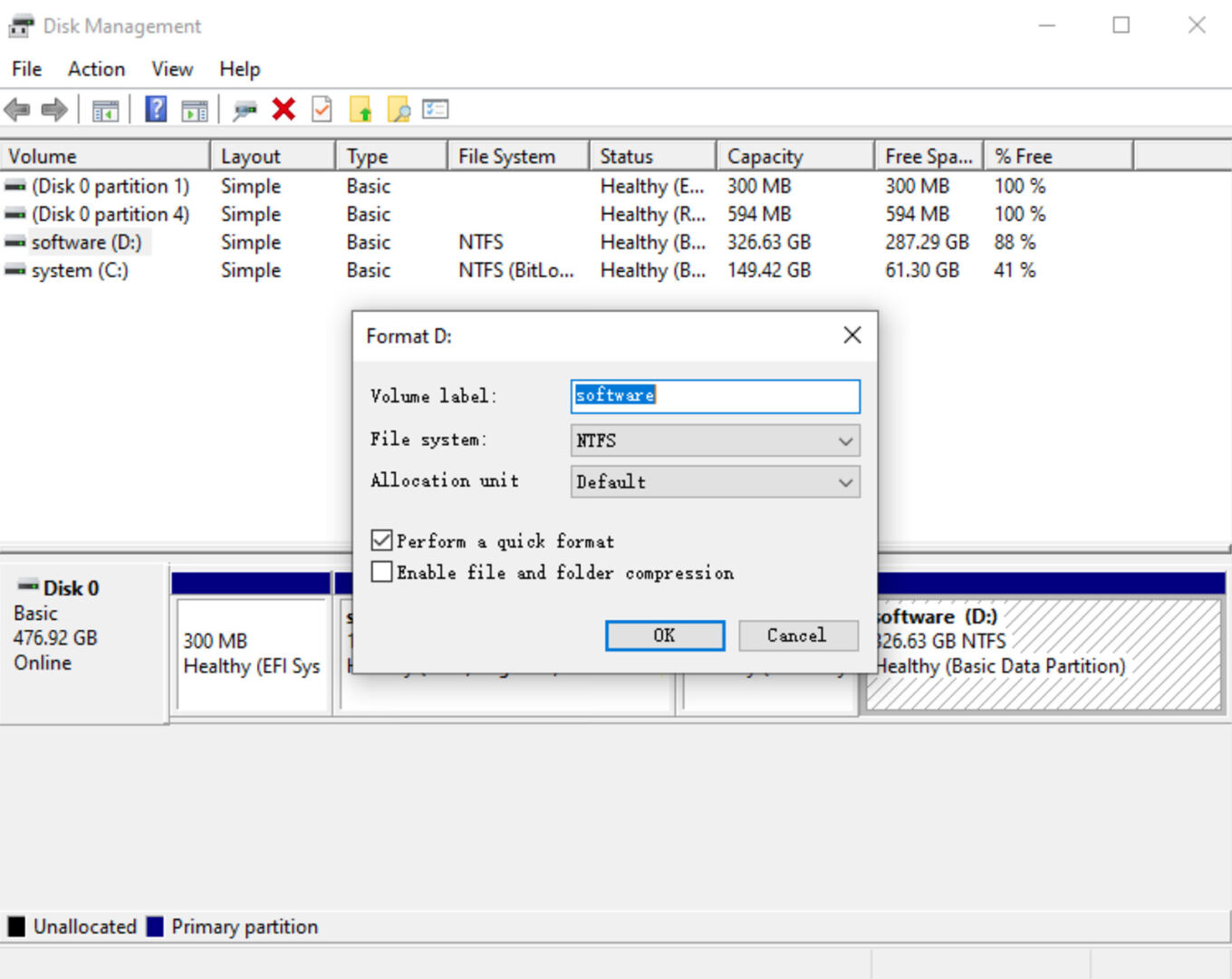 Entering volume label and other details