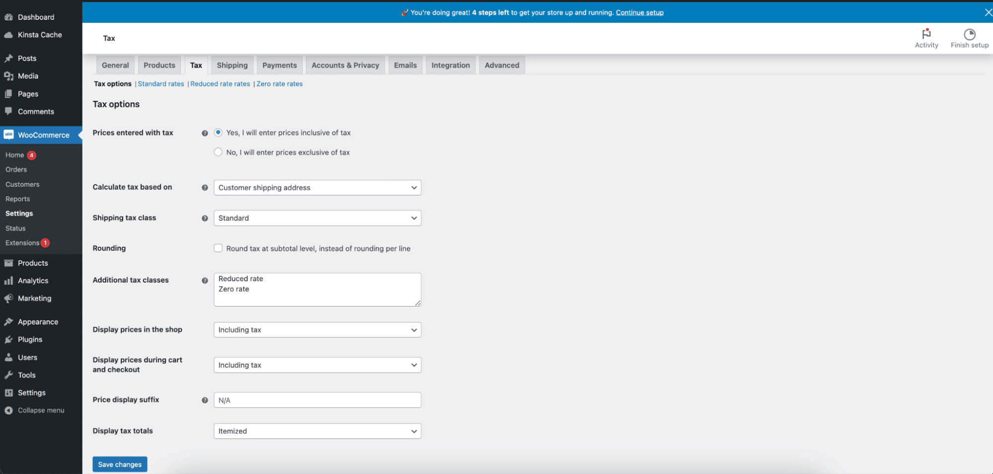 WooCommerce Tax options