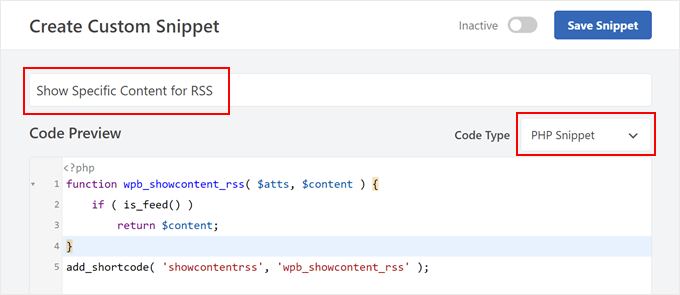 Creating a custom code snippet to show exclusive content for RSS readers