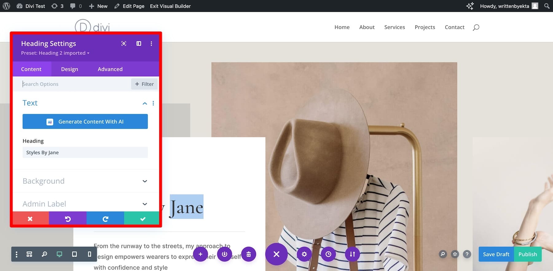 divi visual page builder