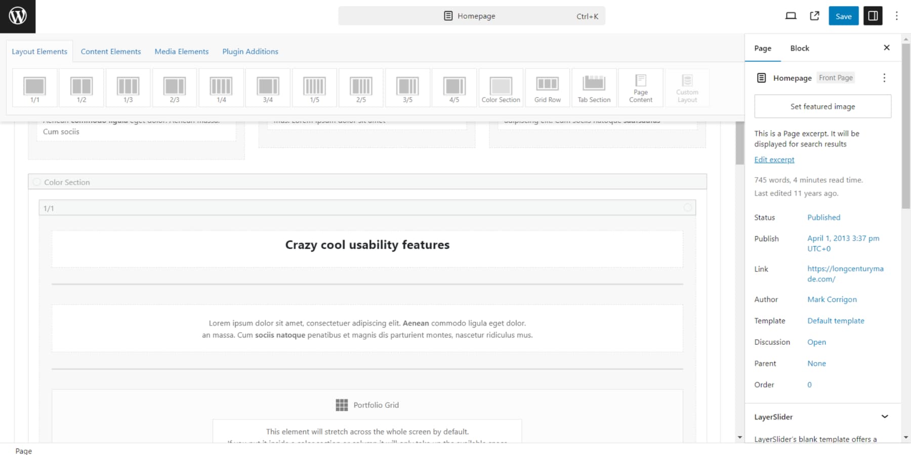 A screenshot of some of Enfold's drag and drop builder