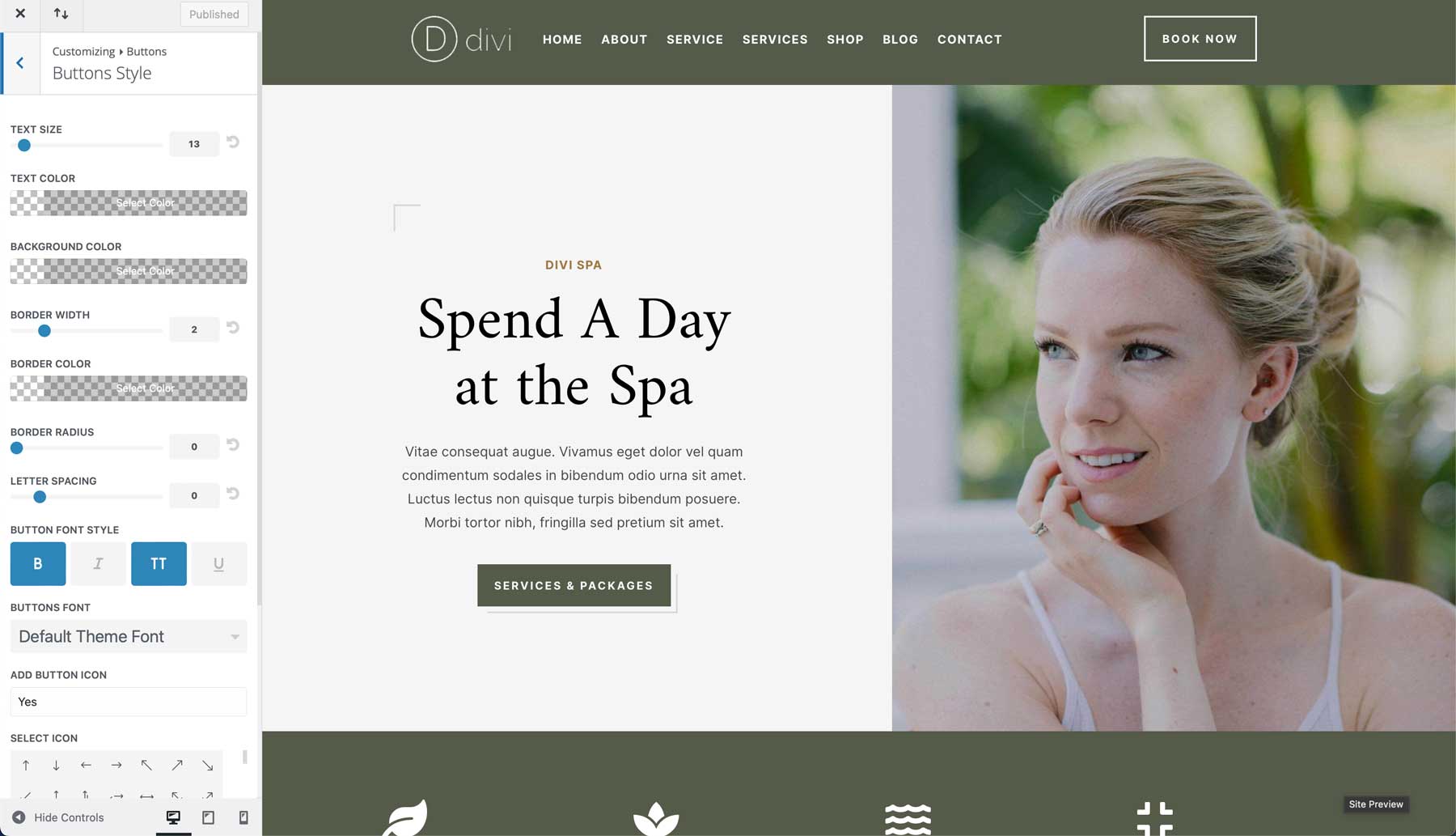 Spa starter site for Divi