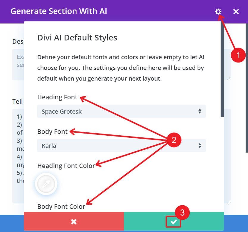 Set Divi AI Default Settings