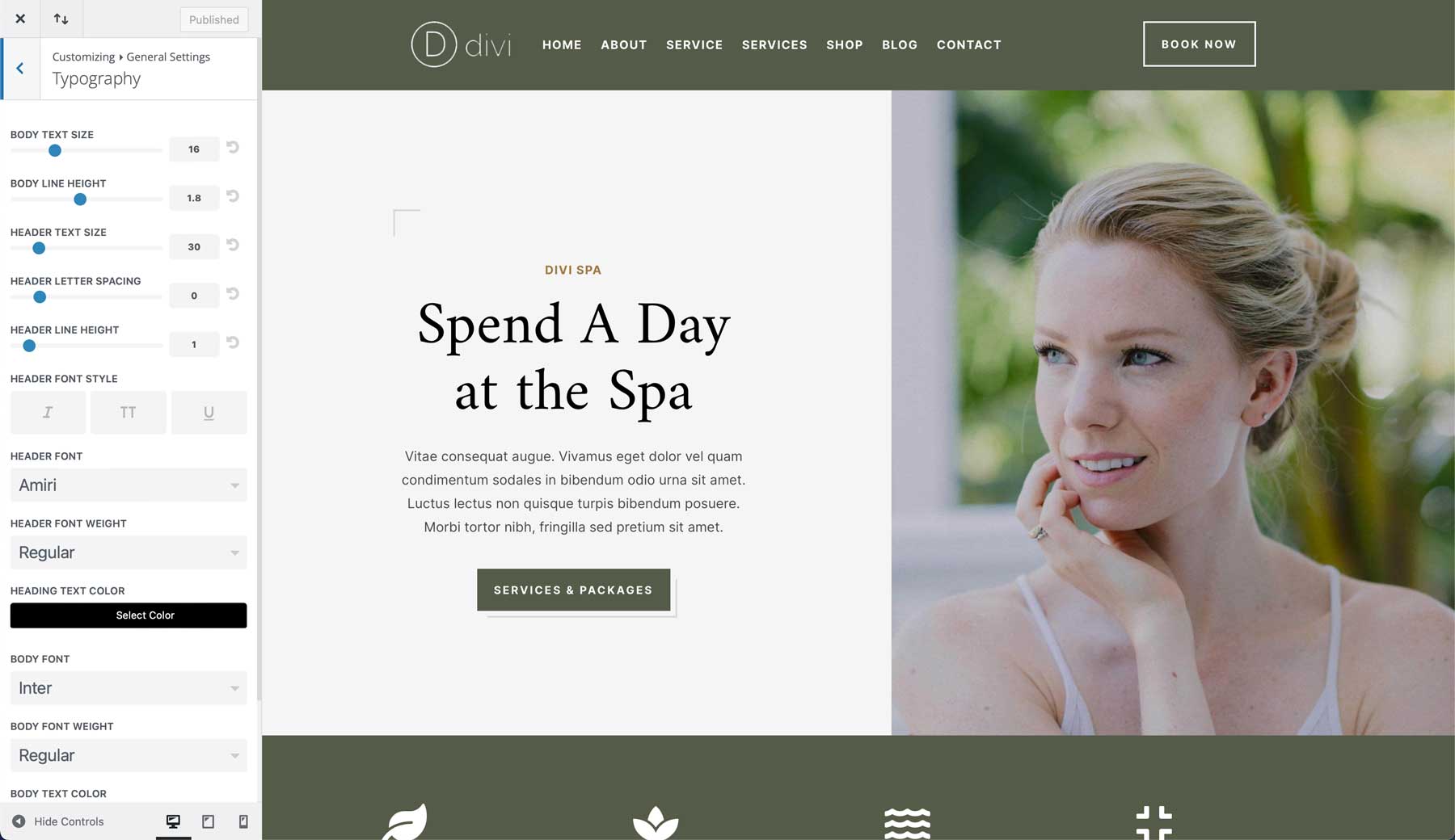 Spa starter site for Divi