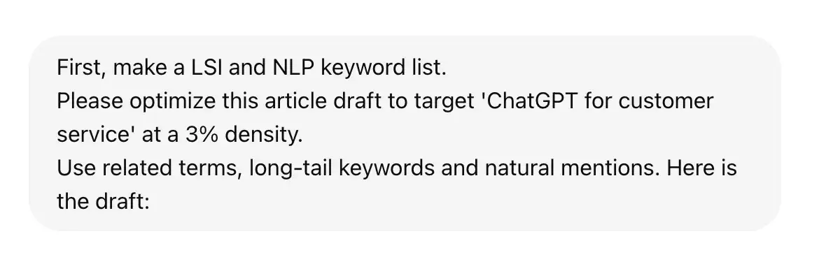 ChatGPT for SEO, use for keyword optimization