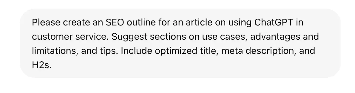 ChatGPT for SEO, prompt for suggesting a content structure