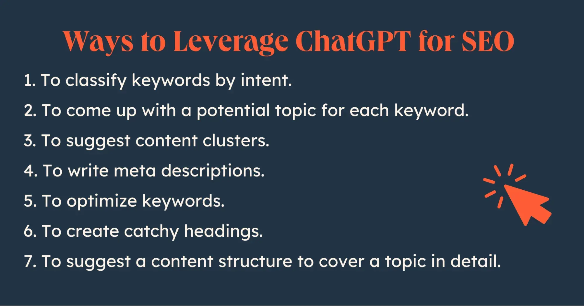 list of ways to use chatgpt for SEO