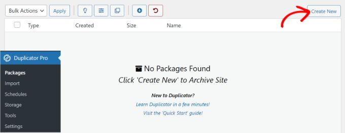 How to create a backup package using Duplicator