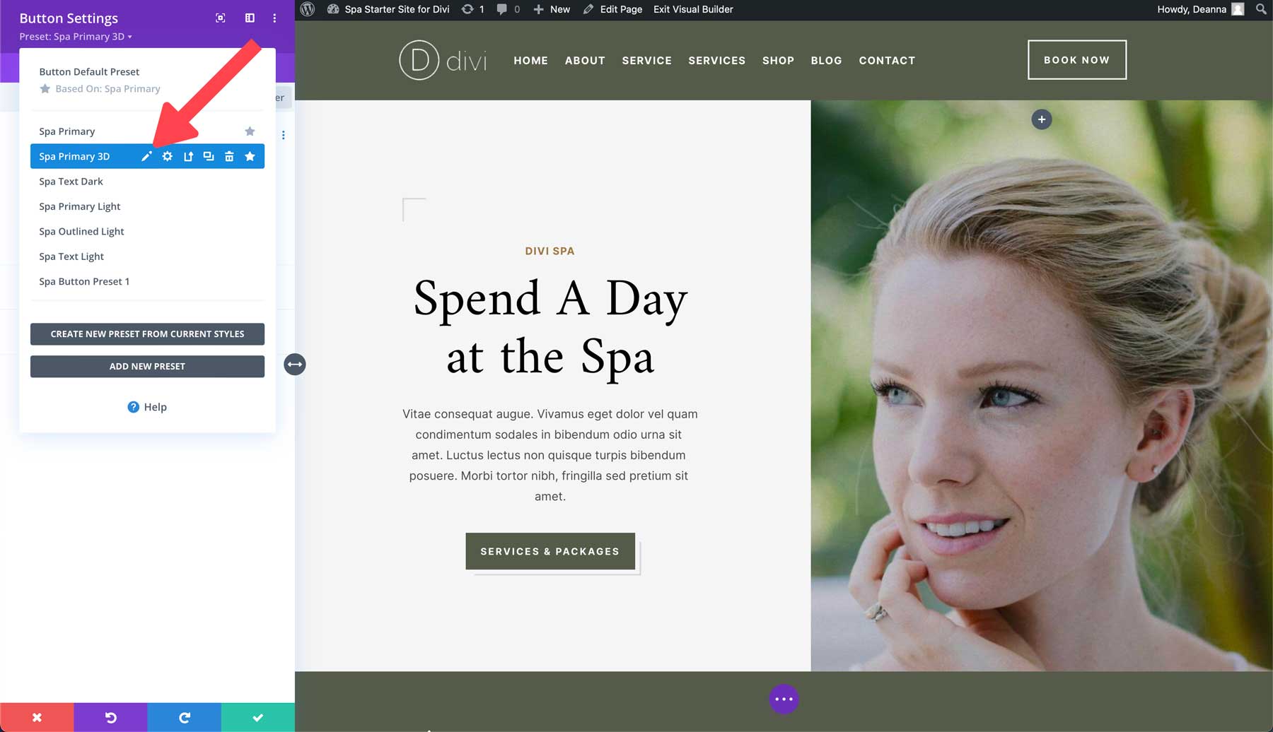 Spa starter site for Divi