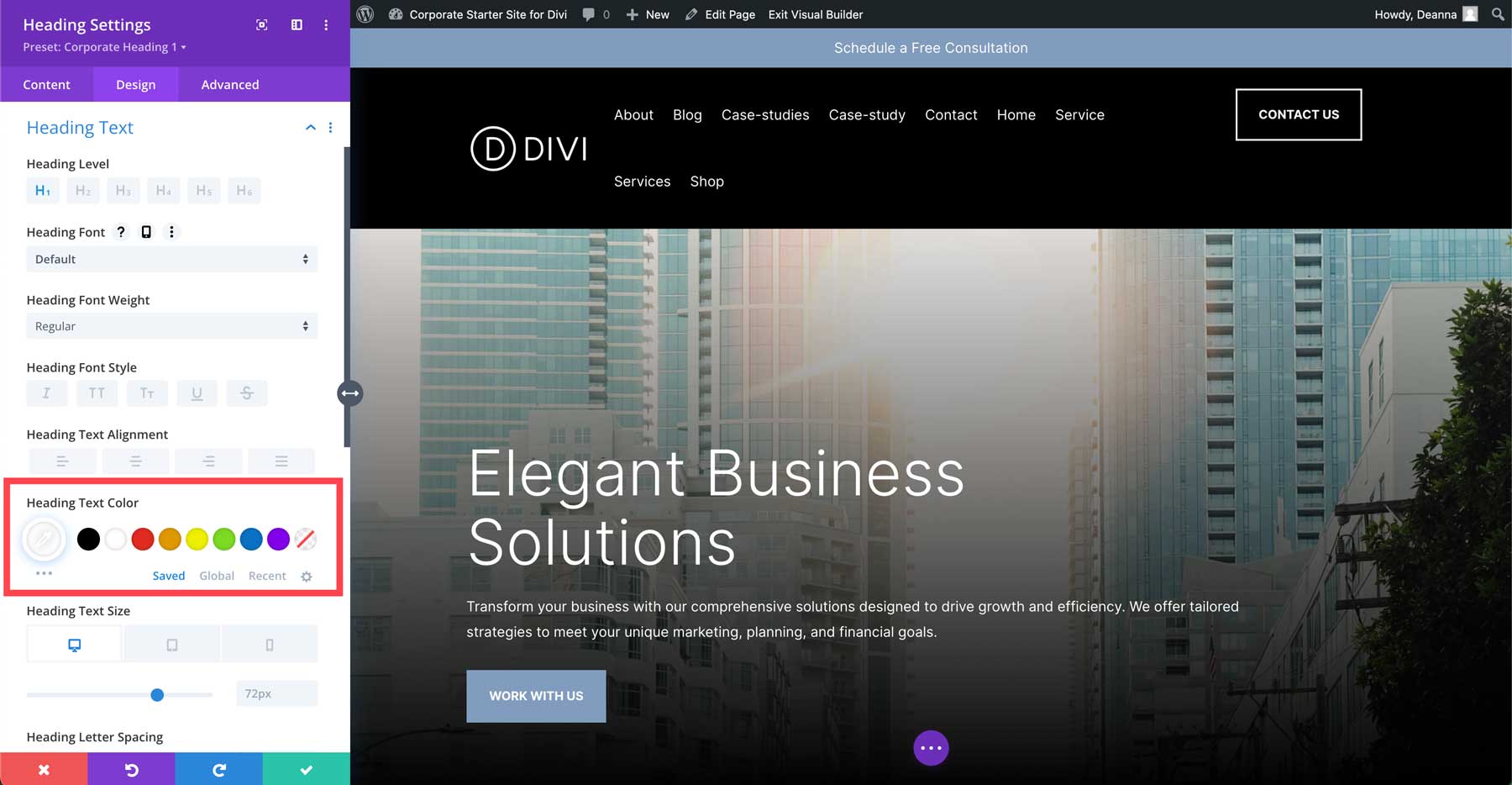 Corporate starter site for Divi