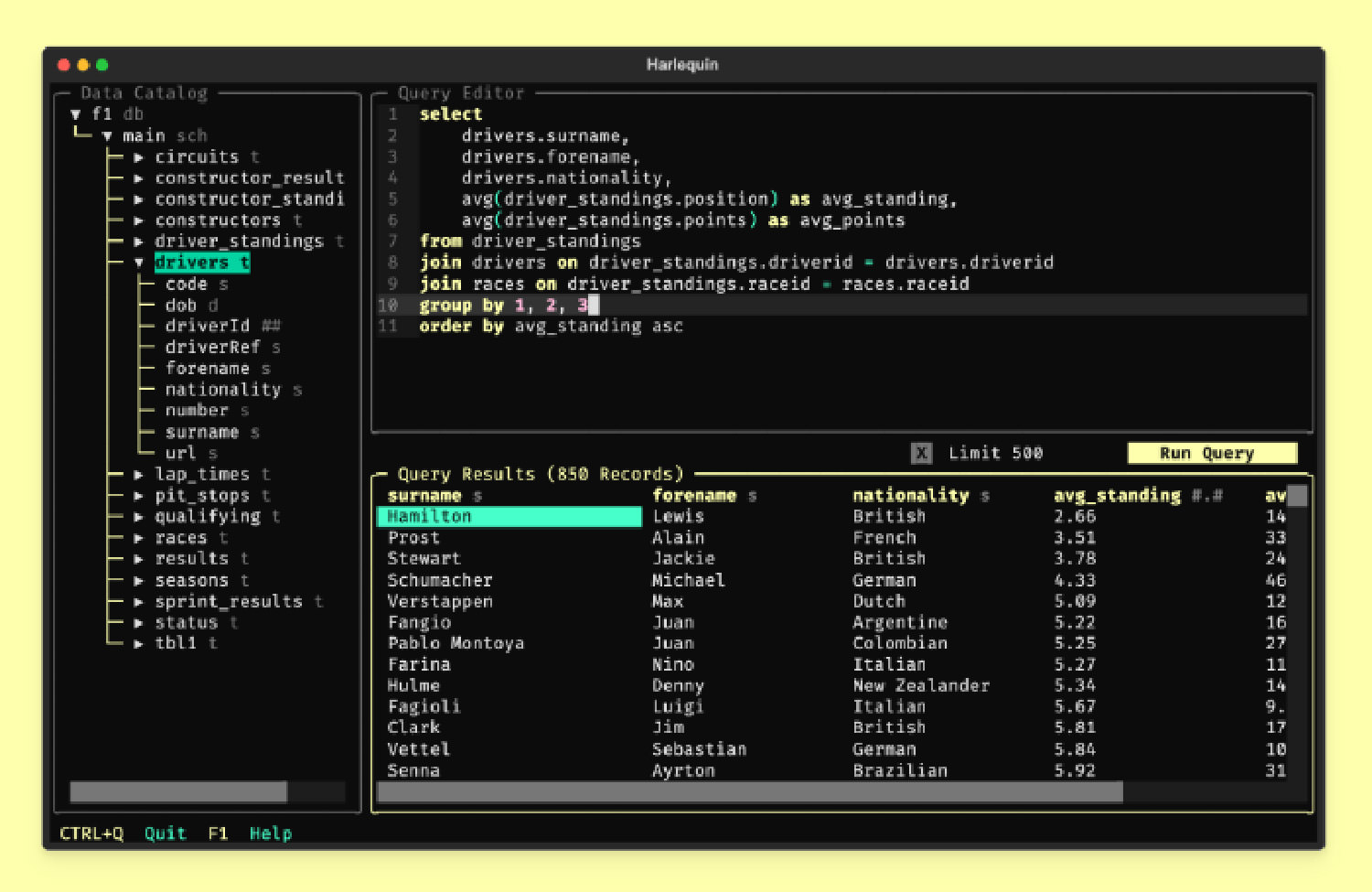 Harlequin database client