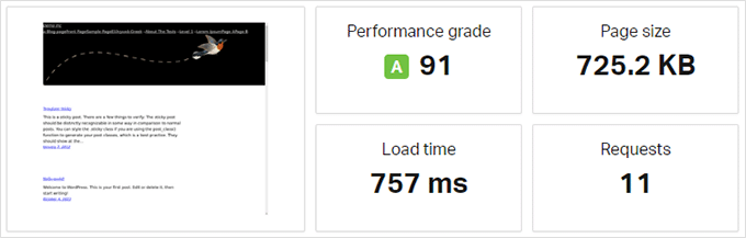 Pingdom speed test result for Hostinger