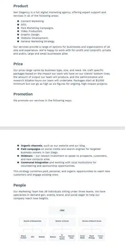 free marketing plan outline