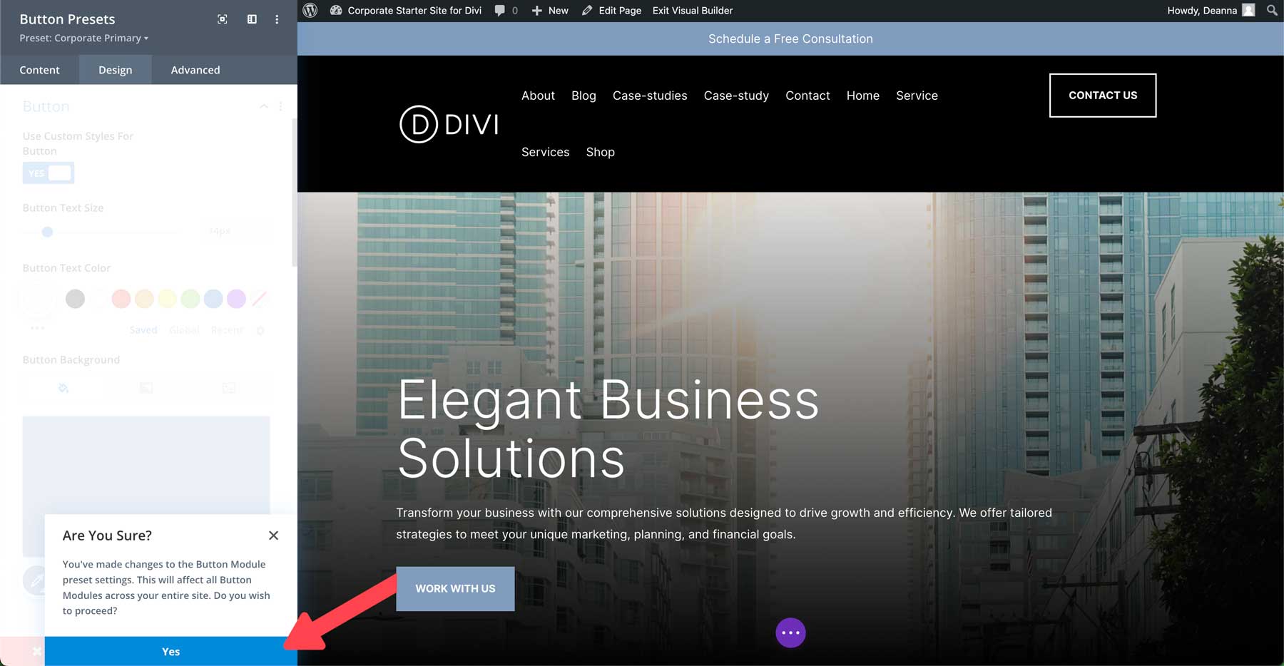 Corporate starter site for Divi