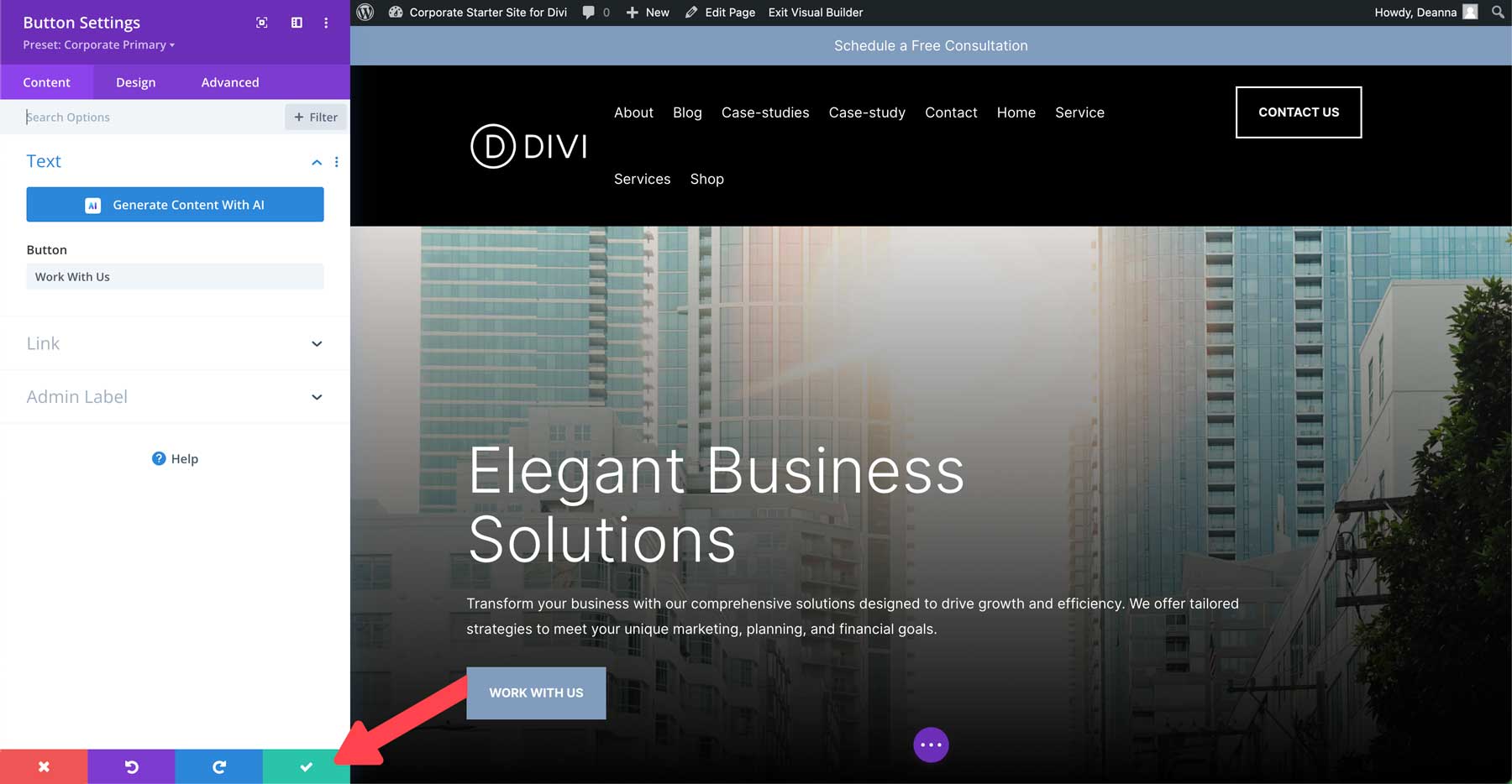 Corporate starter site for Divi