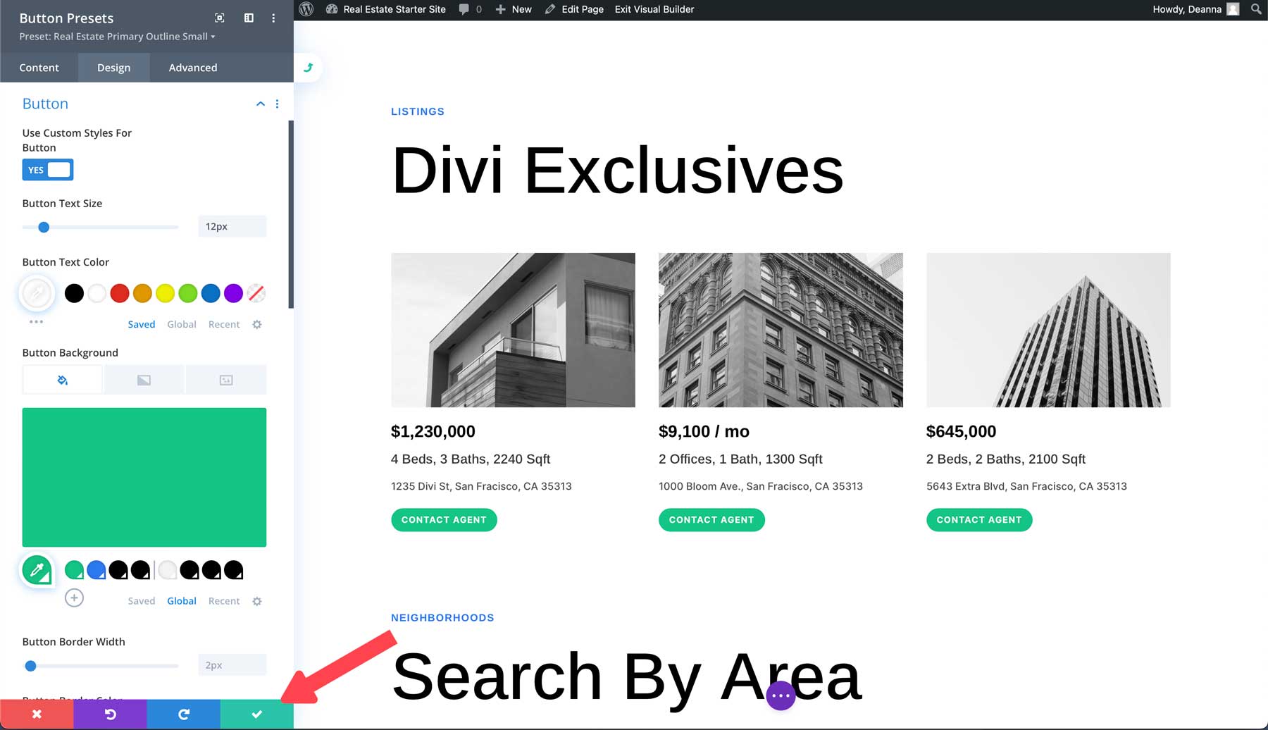 Real Estate starter site for Divi