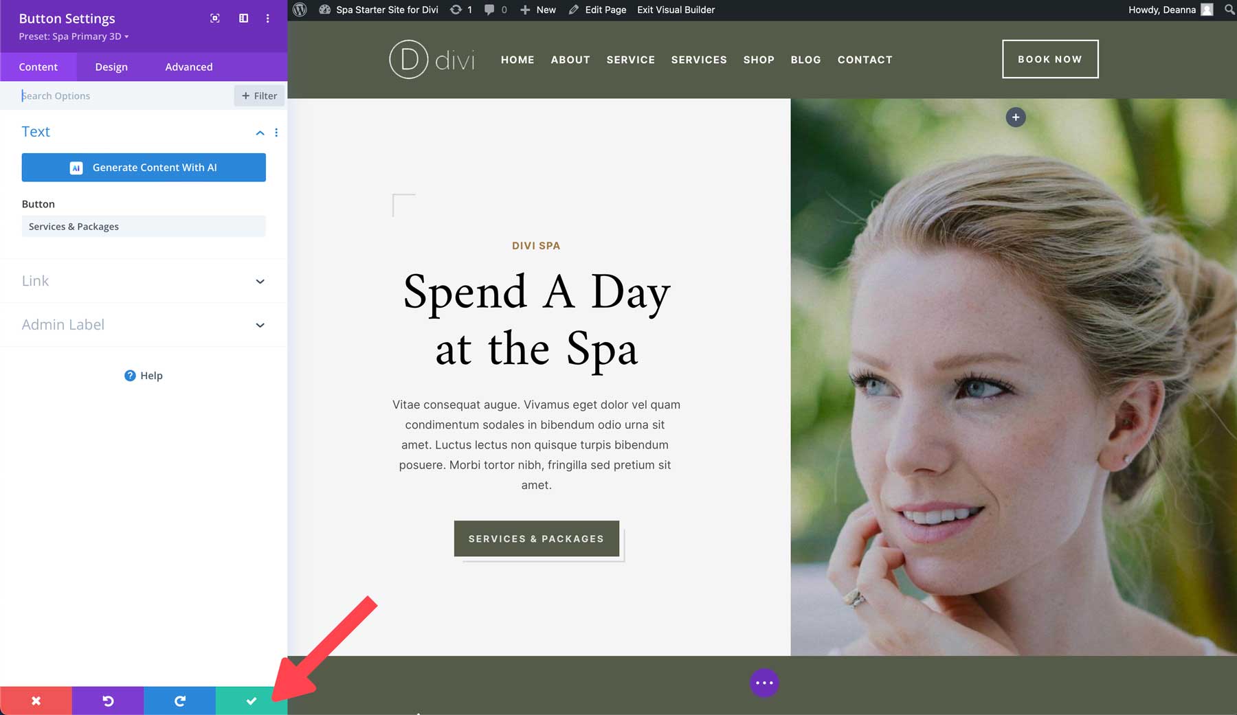 Spa starter site for Divi