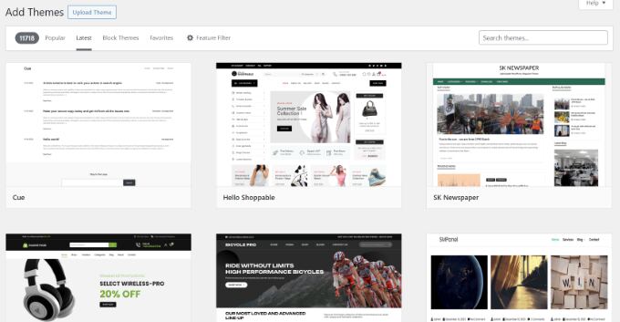 Search new WordPress themes