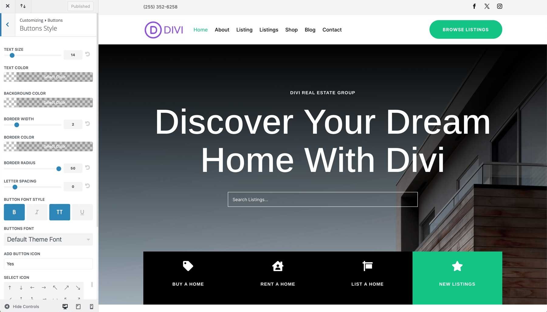 Real Estate starter site for Divi