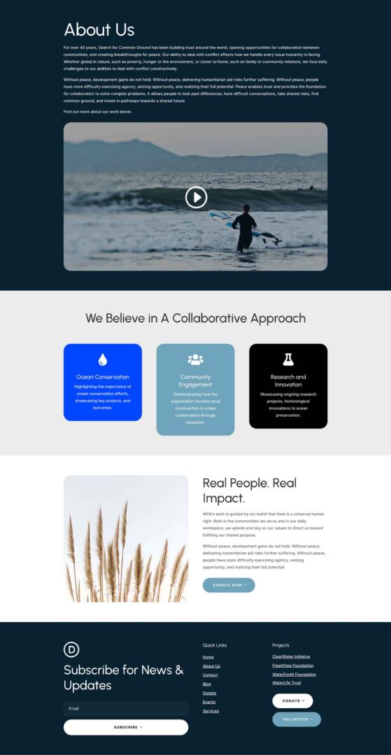 Water Non Profit Layout Pack for Divi