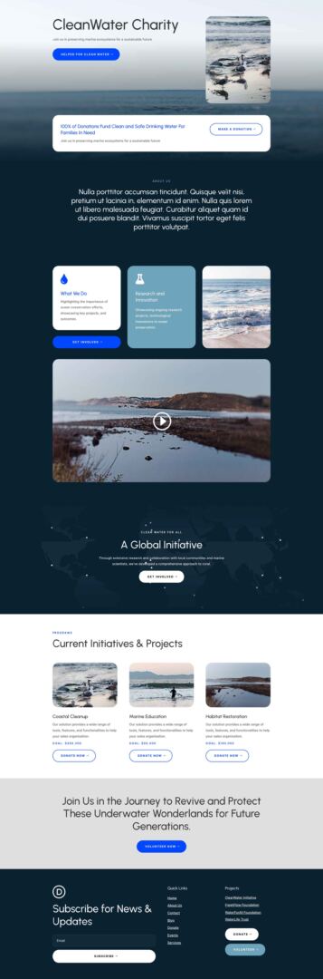 Water Non Profit Layout Pack for Divi