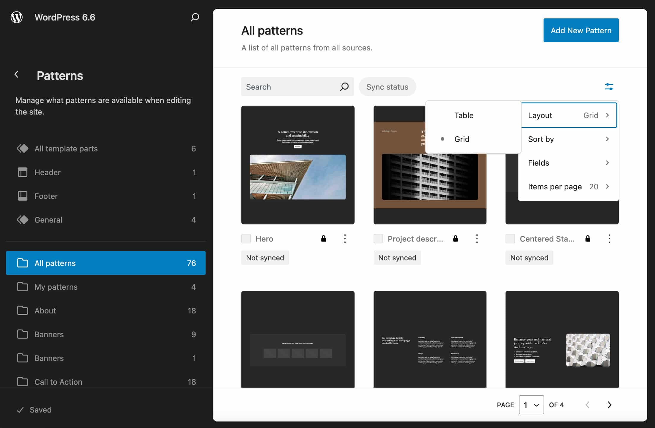 View options in WordPress 6.6