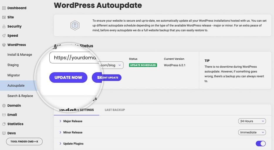 wp-autoupdates for core and plugins with SiteGround